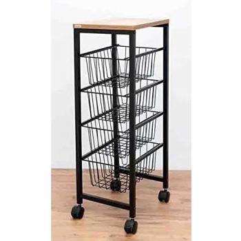 Carrito de verduras Duett 4 cestas sobre madera negro