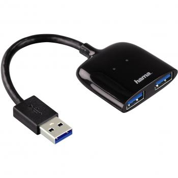 Hama USB 3.0 Hub 2-Port, schwarz