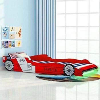 VidaXL Lettino per Bambini Auto da Corsa con Illuminazione LED 90x200 cm Rosso