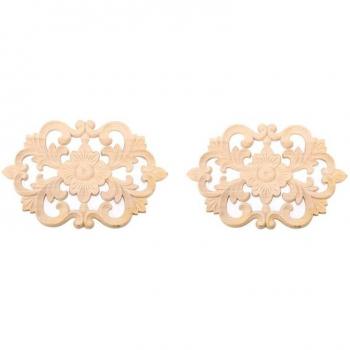 2 Piece Wooden Carving Appliques for Door & Closet Decoration 22 x 14CM