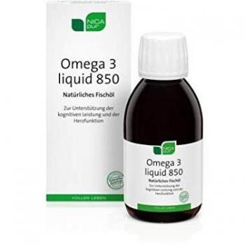 NICApur Omega 3 flüssig 850 I Natürliches Fischöl I mit DHA und EPA I Reinsubstanz ohne Zusatzstoffe I 150 ml