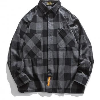Langarm‑Hemd mit Flanellenmuster – Herrenmode, 100 % Baumwolle, ideal für Übergangsjahre