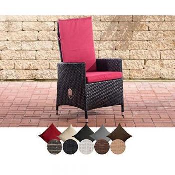 Sevilla Gartenstuhl – Polyrattan-Design, schwarz, inklusive Rubinrote Polsterauflage