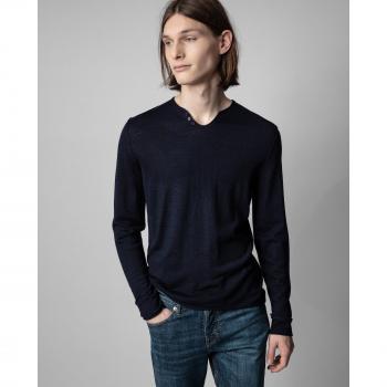 Gilet Zadig & Voltaire Monastir, 100% Laine Mérinos, Couleur Encre, Taille M, Homme