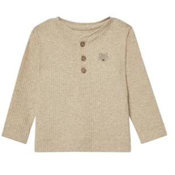 Geripptes T-Shirt mit Holzknopf-Design