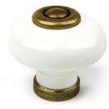 Raccoglitore Pulsanti 31mm Porcellana Ottone Antico