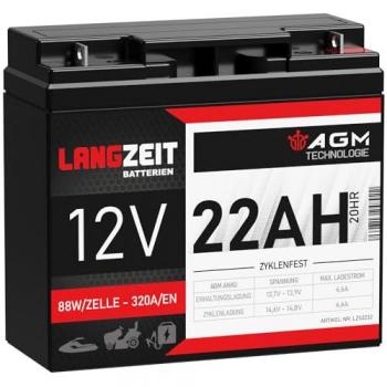 12V Langzeitbatterie AGM 22Ah