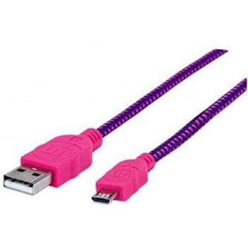 Manhattan USB A to Micro-USB B Cable, Pink, 1.8 meters