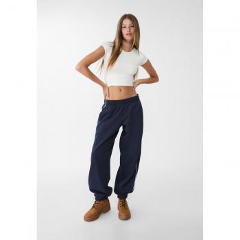 Navy Blue Piped Joggers XS by Stradivarius
