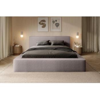 Lit coffre Velora – Taupe doux – 140x200 cm – Sommier avec rangement
