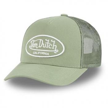 Vondutch Casquette Trucker Lof Homme Filet Rigide Vert Blanc Visier Arrondi