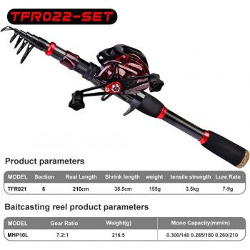 Juego de Pesca PROBEROS con Carrete Baitcasting