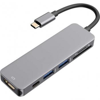 USB‑C Portátil 6 en 1: HDMI, SD, TF, Carga