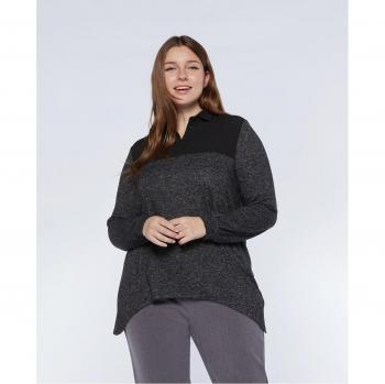 Camiseta de tejido cloqué con cuello de camisa Fiorella Rubino