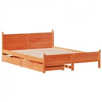 VidaXL Solid Wood Bed Frame Wax Brown 140x200 cm