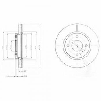 DELPHI Disque de frein DELPHI BG4170C arrière, ventilé, 2 pièces