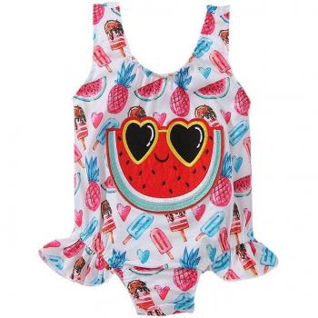 Sleeveless Watermelon Ice Cream Pattern Swimwear for Girls