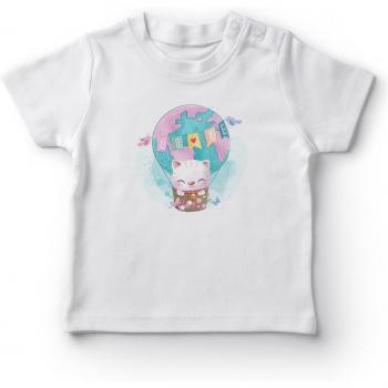 Camiseta Blanca con Gato Bonito para Niñas de Angemiel Baby Balondaki