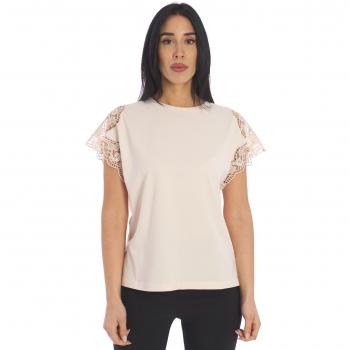 T-shirt casual Twinset con pizzo rosa M