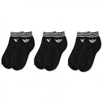 Adidas Men's Trefoil Ankle Stretch Socks (Bundle of 3), Black, Size 35-38