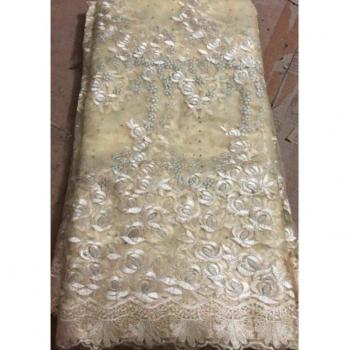 Beige Tulle Lace Fabric for Weddings