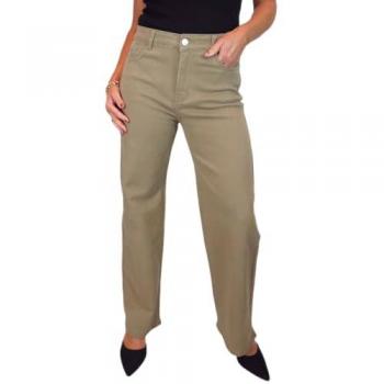 Solid Color Wide Leg High Waist Jeans – Tan