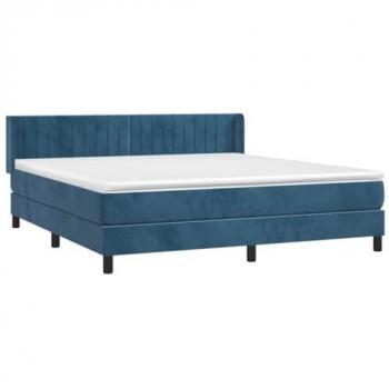 Lit Double Intérieur Bleu Foncé 180x200 cm – Sommier à Lattes et Matelas