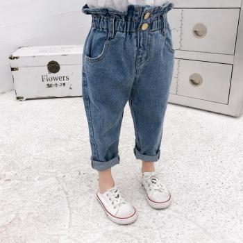 Jeans casuales de niña con botones