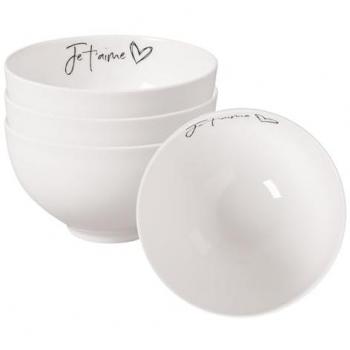 Villeroy & Boch Schale Je t'aime 4er Set, ø 13,8 cm, Weiß