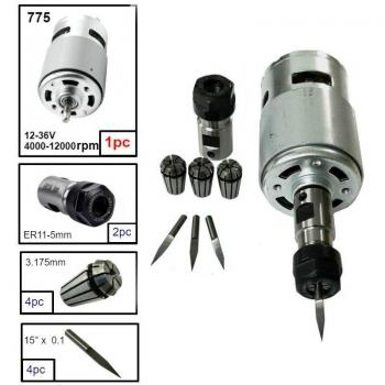 Motor de husillo DC 775 con varilla ER11 para enrutadora CNC