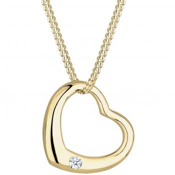 Halsketten Damen Herz mit Diamant 375 Gelbgold Elli weiß 0,03 ct Rundschliff