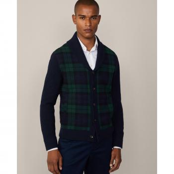 Cardigan Ibrido Hackett Plaid Blu Notte XS