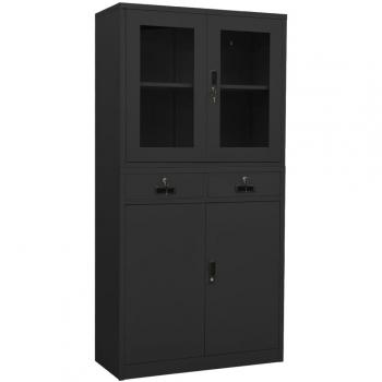 Armadio da Ufficio Antracite 90x40x180 cm Acciaio e Vetro
