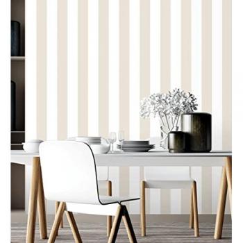 Muestra de papel pintado DIN A4 rayas beige y blancas