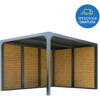 Alúminium Bioclimático Pérgola 300x360, Gris Antracita, Persianas Dual