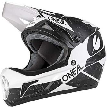 O'NEAL | SONUS Helmet DEFT | Mountainbike-Helm Fullface | MTB DH Downhill FR Freeride | ABS-Schale, Magnetverschluss, übertrifft Sicherheitsnorm EN1078 | Erwachsene | Schwarz Weiß | Größe L