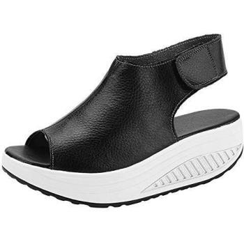 DAFENP Sandales Compensées Femme Été Sandales Plateforme Confort Cuir