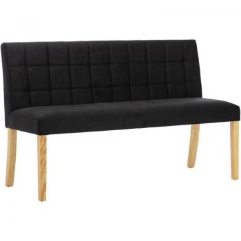 Banc d’Entrée Noir Chic – 140 cm, velours, pied en bois