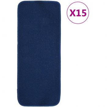 15 pz Tappetini per Scale, Tappeti Antiscivolo per Scale Interne per Bambini 60x25cm Blu Antiscivolo Rettangolari Vidaxl