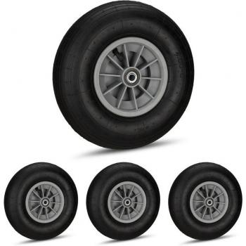 Lot de 4 Roues de Brouette 4.00-6 Caoutchouc