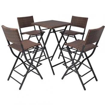 VidaXL 5-tlg. Garten-Essgruppe Klappbar Stahl Poly Rattan Braun