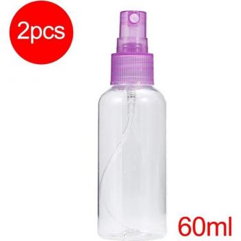 Dos Botellas 60 ml con Atomizador Vacío para Cosméticos