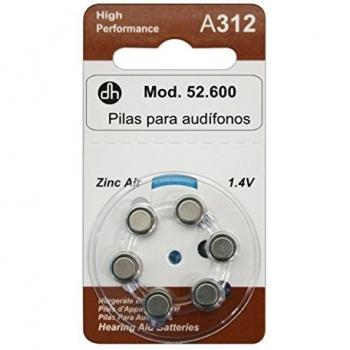 Pilas Zinc Aire para Audífonos, 6 uds, 1.4V Electro Dh 52.600