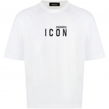 Dsquared2, T-Shirts, male, White, XL, White Logo Print Crew Neck T-Shirt