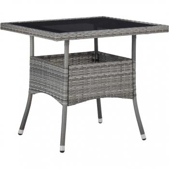 Torana Table de repas extérieur gris résine tressée verre
