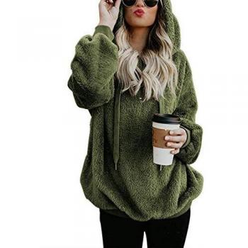 Teddy-Fleece Hoodie iWoo – Damen, grün, M
