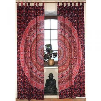 Guru-Shop Vorhangset Mandala Lila/Rot