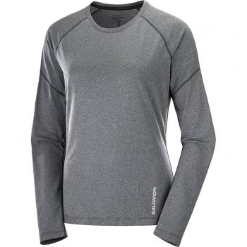 SALOMON Damen T-Shirt CROSS RUN LS TEE W DEEP BLACK/Heather