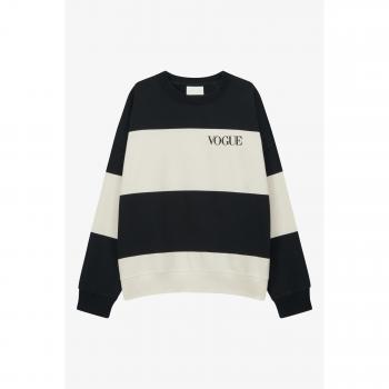 Felpa Nera VOGUE con Righe Bianche