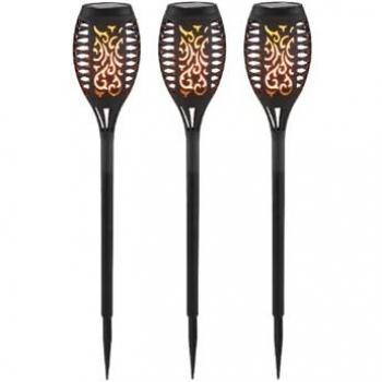 Schwarz LED Solar-Gartenfackeln 3er Set